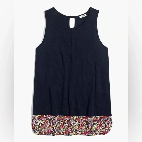 J. Crew Drapey tank top with patterned silky hem large - Picture 1 of 11